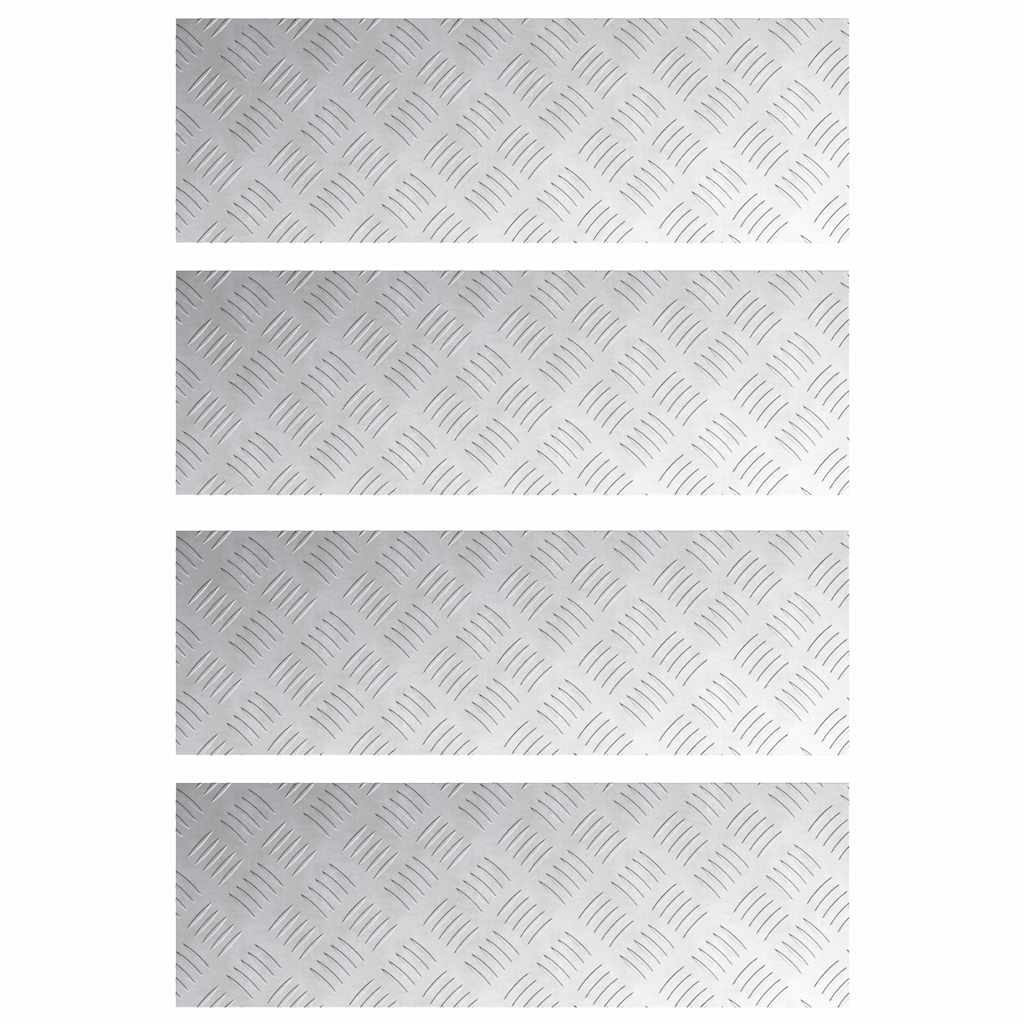 VidaXL peldaño de escalera rectangular 4 piezas plata 75 x 25 cm aluminio