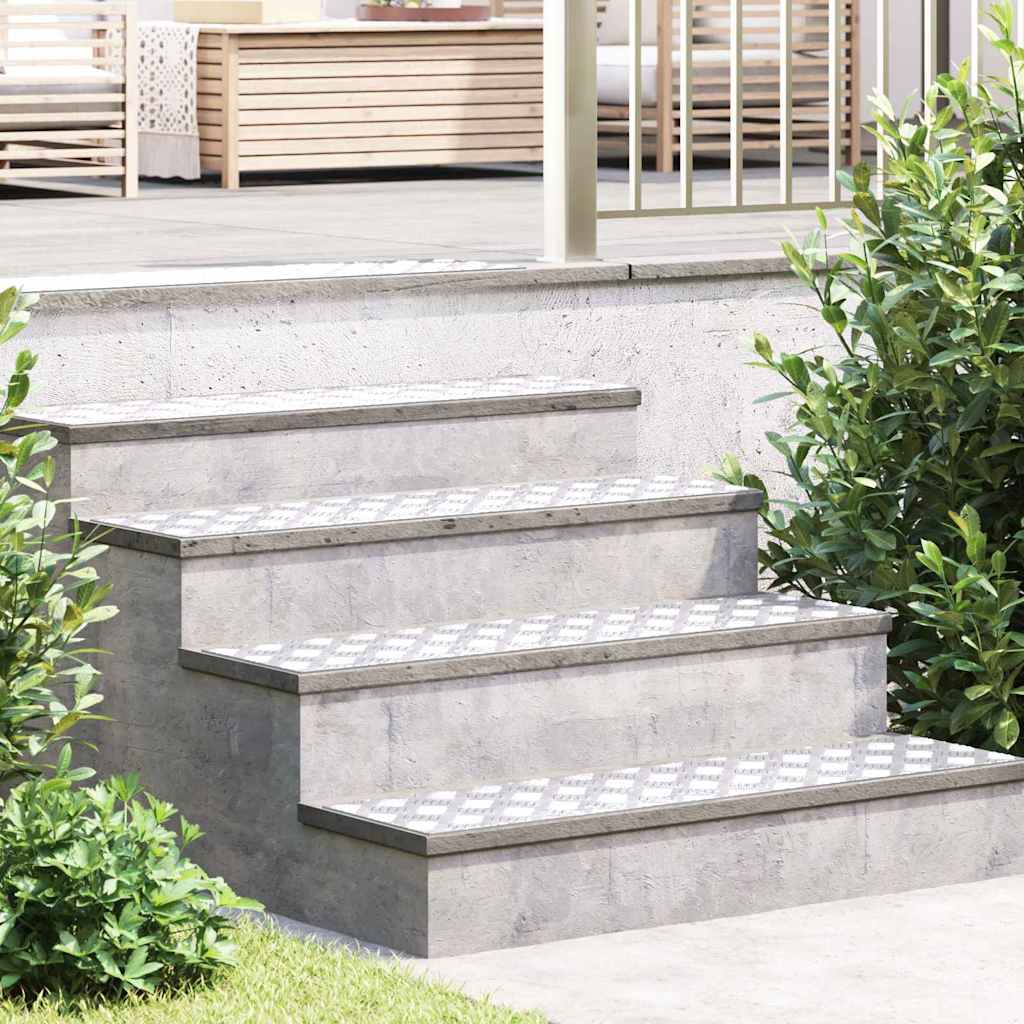 Vidaxx peldaño de escalera rectangular 4 piezas plata 100 x 25 cm aluminio