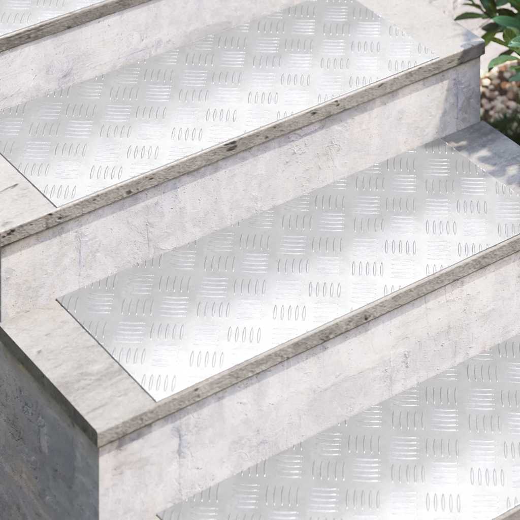 VidaXL peldaño de escalera rectangular 2 piezas plata 80 x 30 cm aluminio