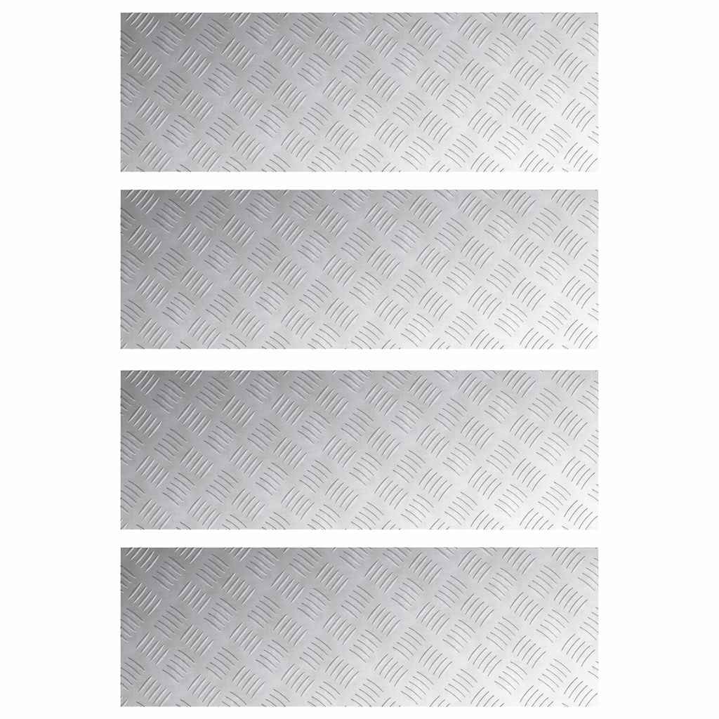 VidaXL gradino rettangolare 4 pezzi argento 90 x 30 cm in alluminio