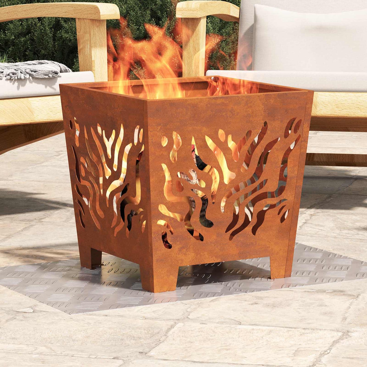 Vidaxx gradino rettangolare 4 pezzi argento 50 x 40 cm alluminio