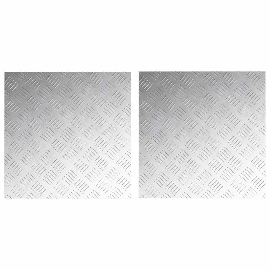 Vidaxl trap tread vierkant 2 pcs zilver 50 x 50 cm aluminium