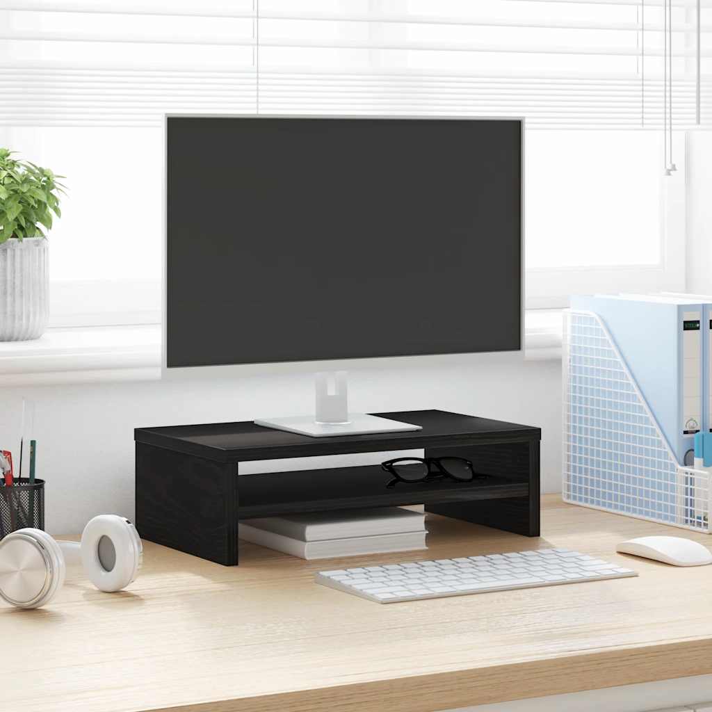 VidaXL soporte para monitor roble negro 42x24x13 cm madera contrachapada