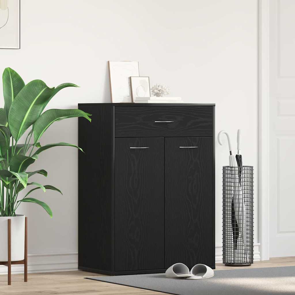 Vidaxl zapatero con cajón roble negro 60 x 35 x 84 cm acabado madera