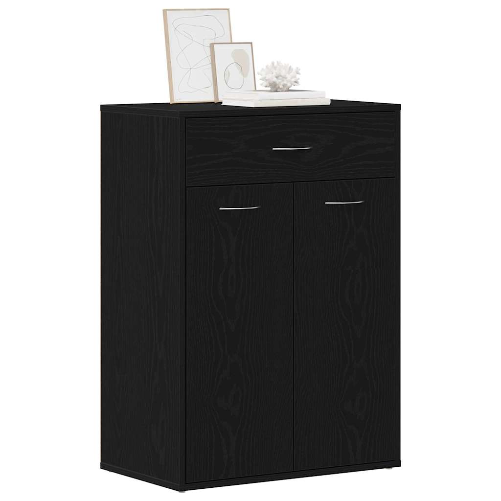 Vidaxl zapatero con cajón roble negro 60 x 35 x 84 cm acabado madera