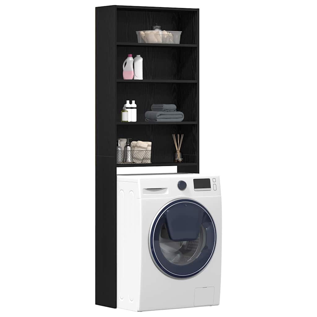 Vidaxl wasmachinekast zwart eiken 64 x 24 x 190 cm bewerkt hout