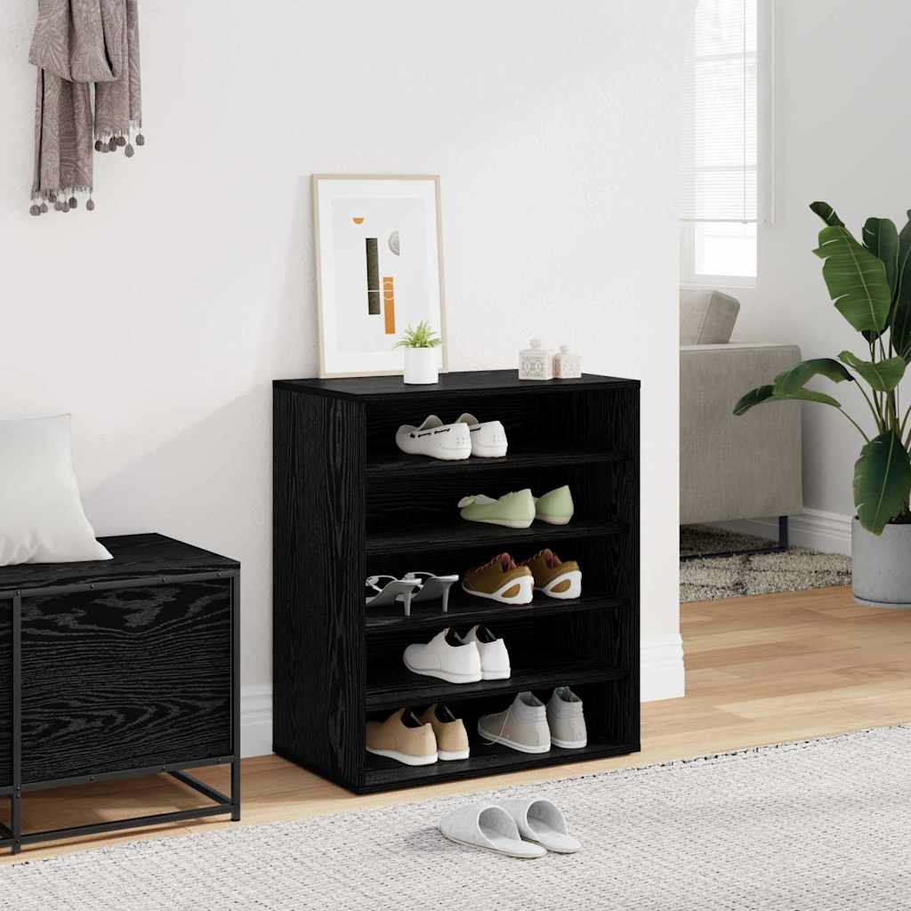 Vidaxx zapatero con estante roble negro 60 x 35 x 70 cm madera contrachapada