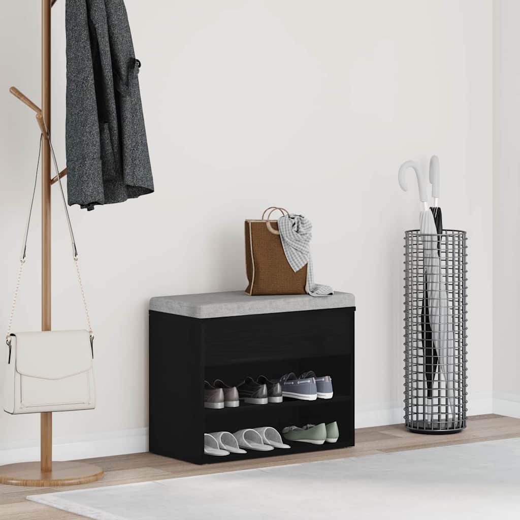 Vidaxx banco zapatero con estante roble negro 60 x 30 x 45 cm madera contrachapada