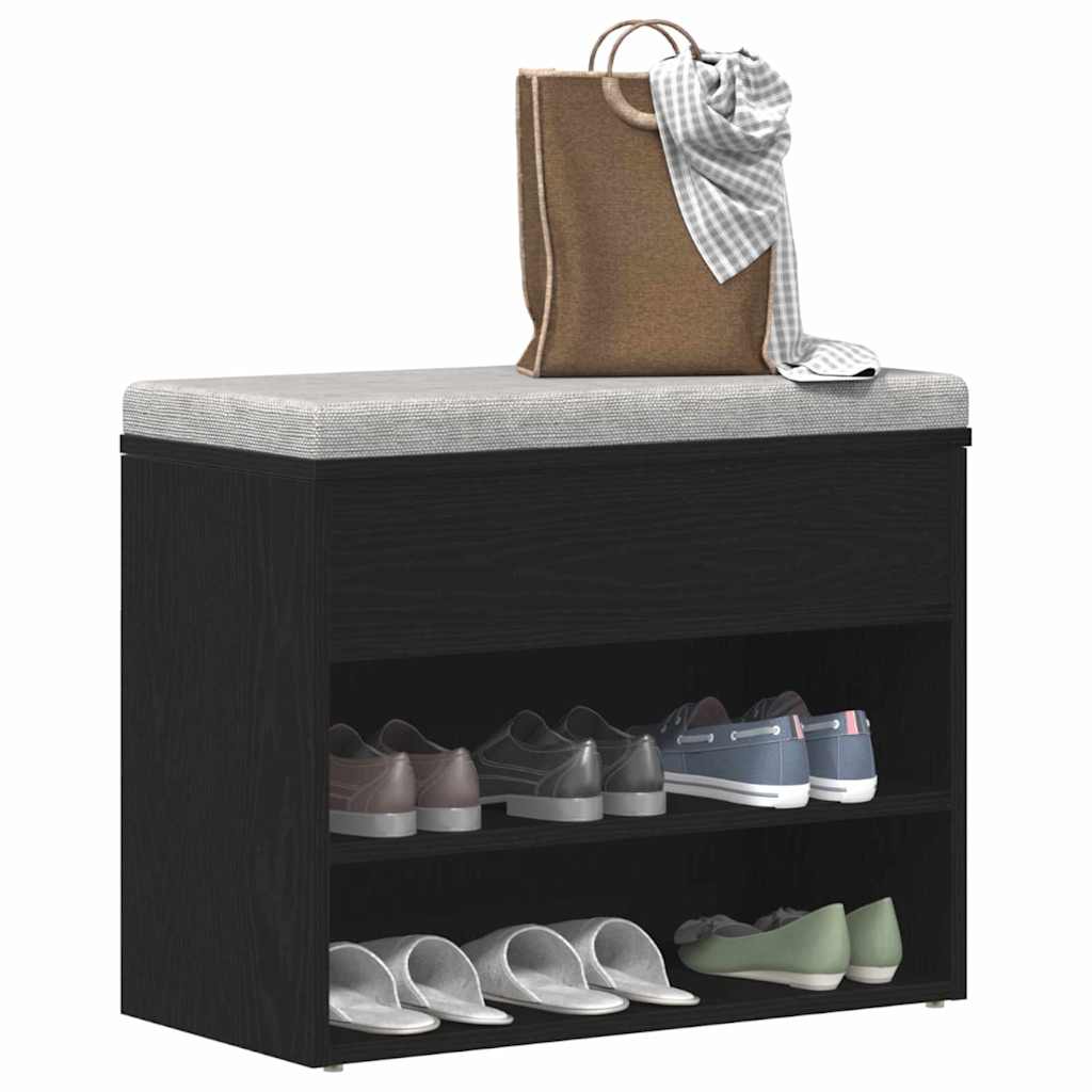 Vidaxx banco zapatero con estante roble negro 60 x 30 x 45 cm madera contrachapada