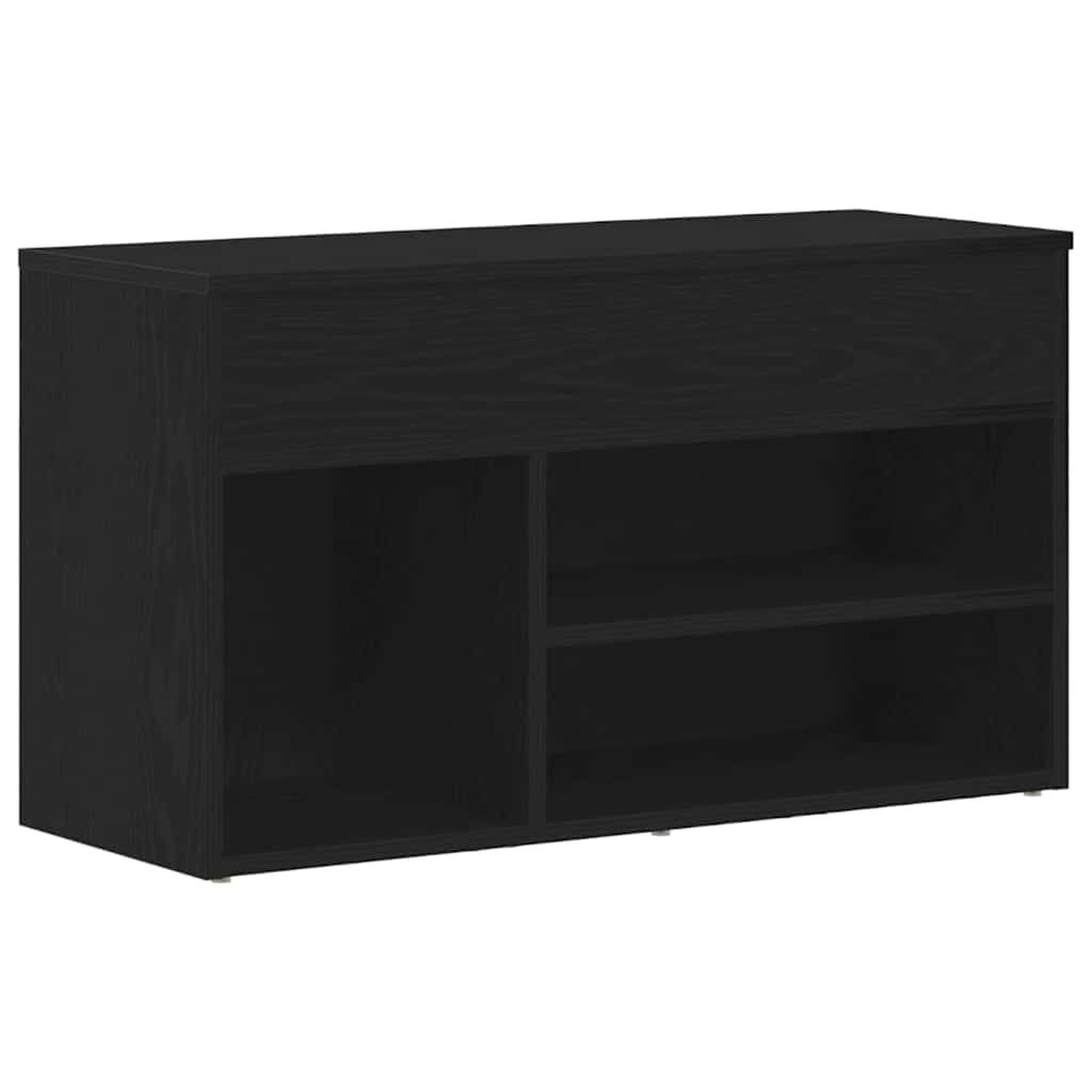 Vidaxl banco zapatero con estante roble negro 80 x 30 x 45 cm madera contrachapada