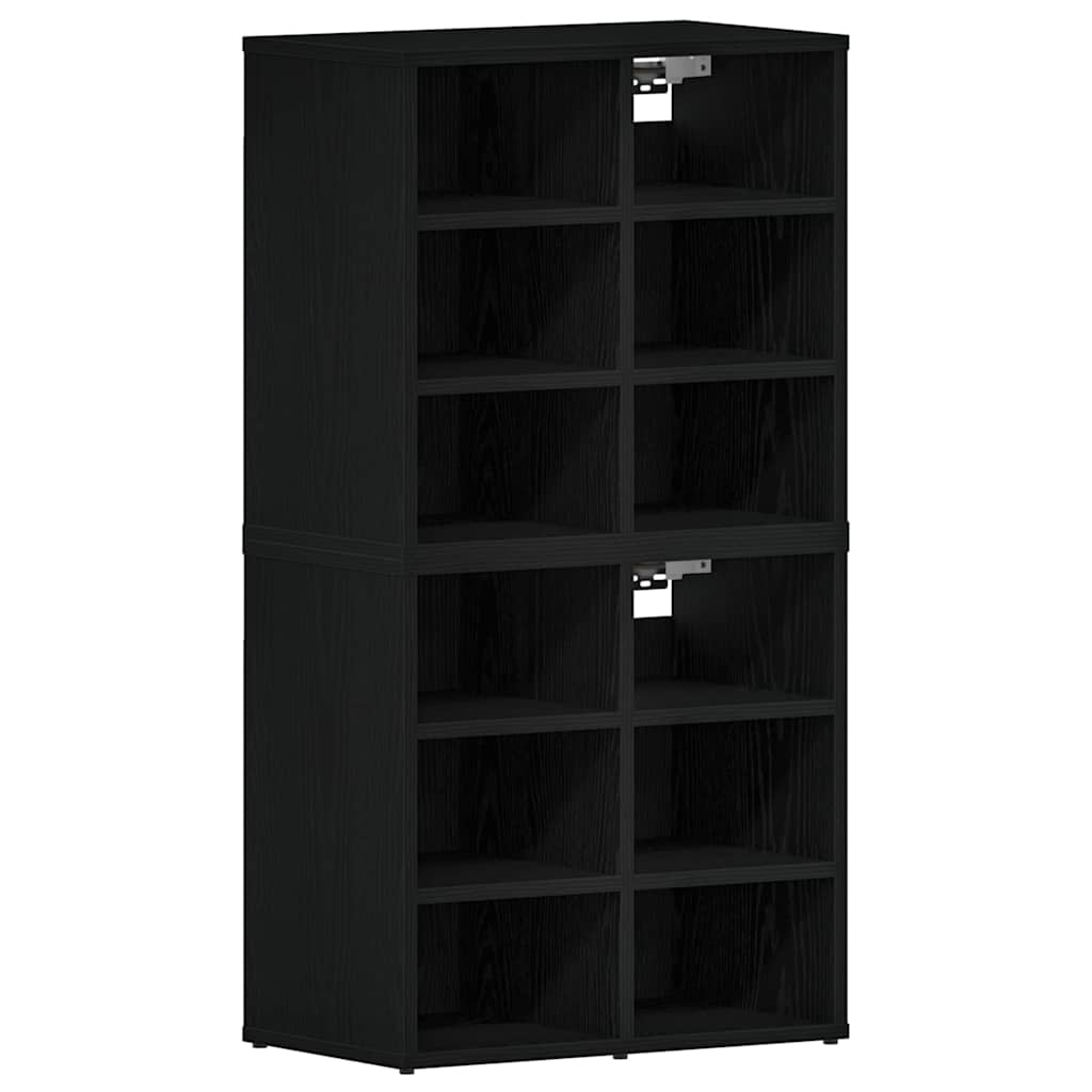 Vidaxx zapatero 2 piezas roble negro 52 x 30 x 50,5 cm madera contrachapada