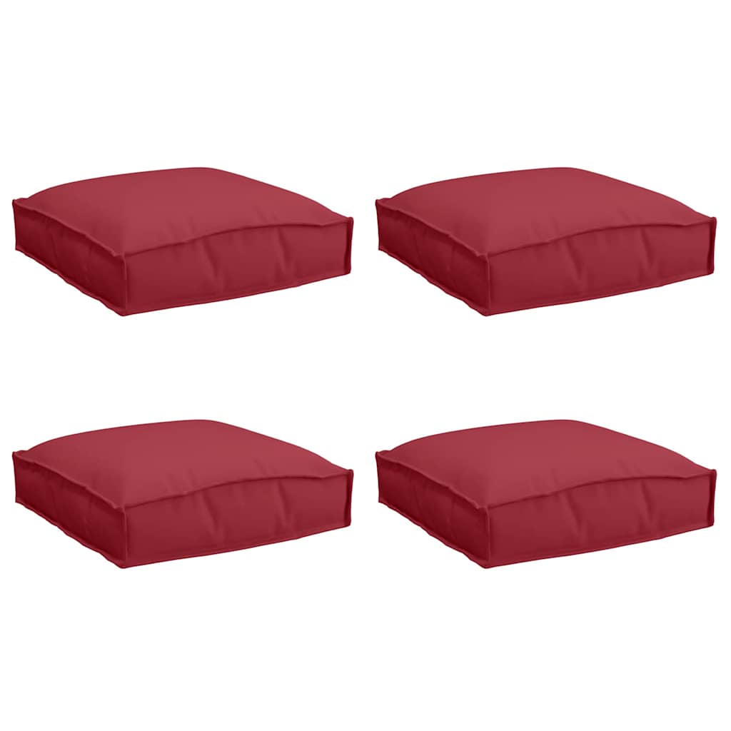 Vidaxxl cojín 4uds rojo vino 40 x 40 x 8 cm tela oxford