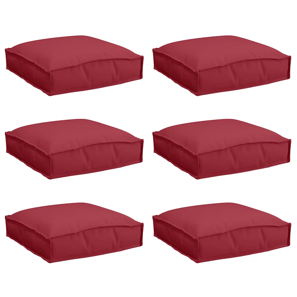 Vidaxl cojín 6uds rojo vino 40 x 40 x 8 cm tela oxford