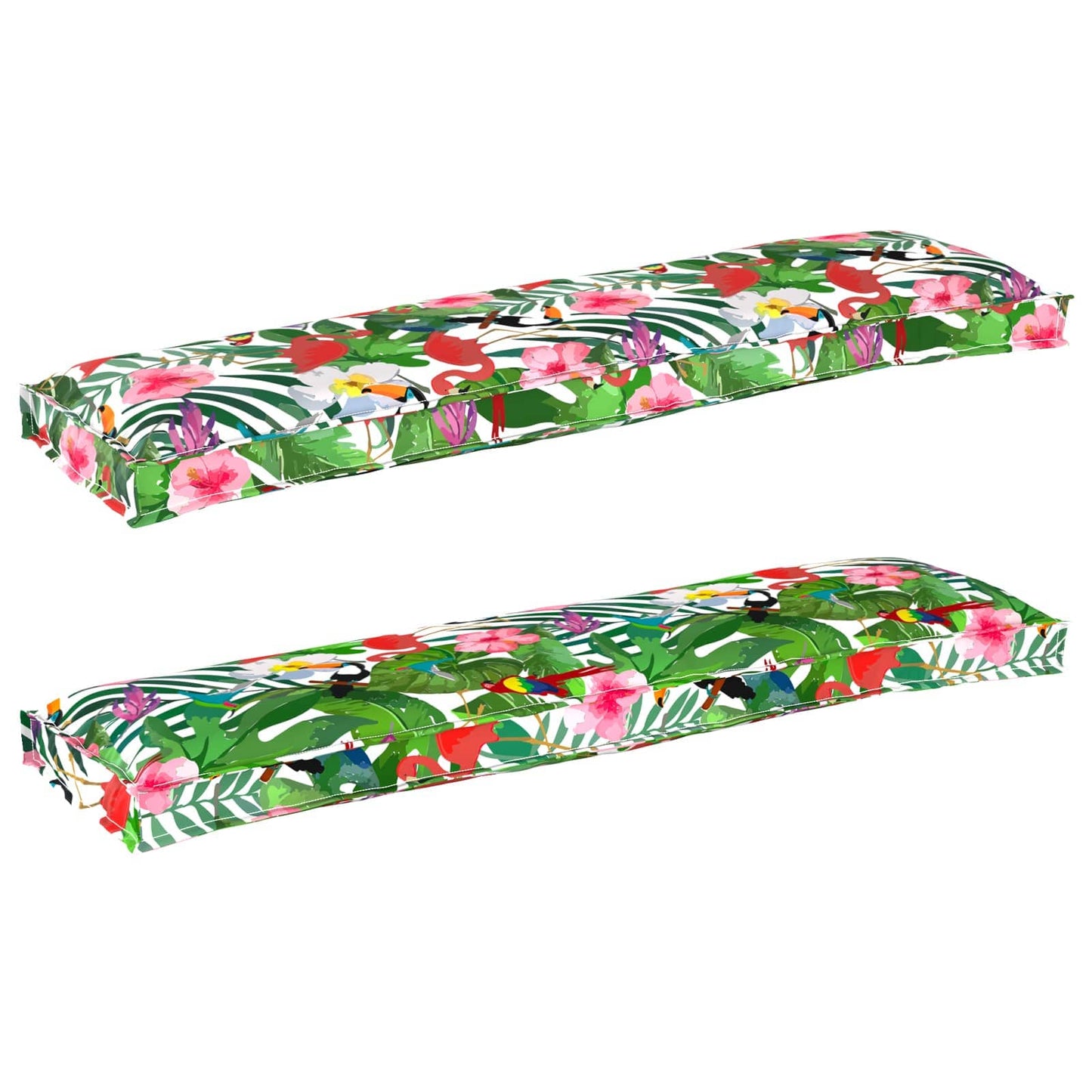VidaXL set cuscini per pallet 2 pezzi giungla tropicale 150 x 40 x 8 cm