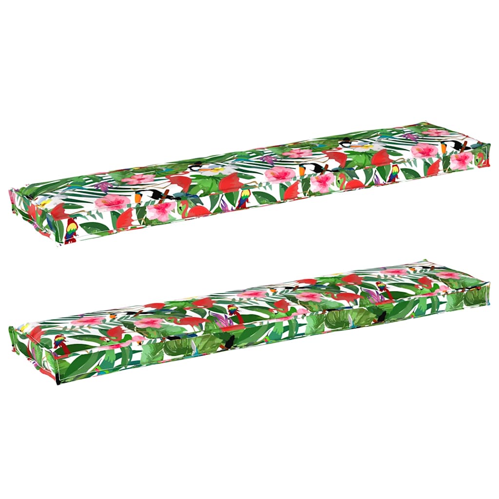 VidaXL set cuscini per pallet 2 pezzi giungla tropicale 180 x 40 x 8 cm