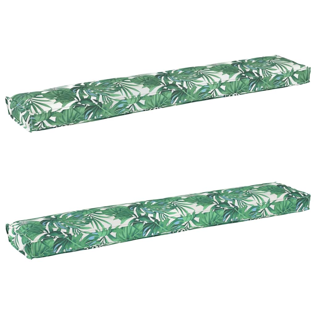 Juego de cojines para palé VidaXL 2 piezas estampado de hojas 200 x 40 x 8 cm tela oxford