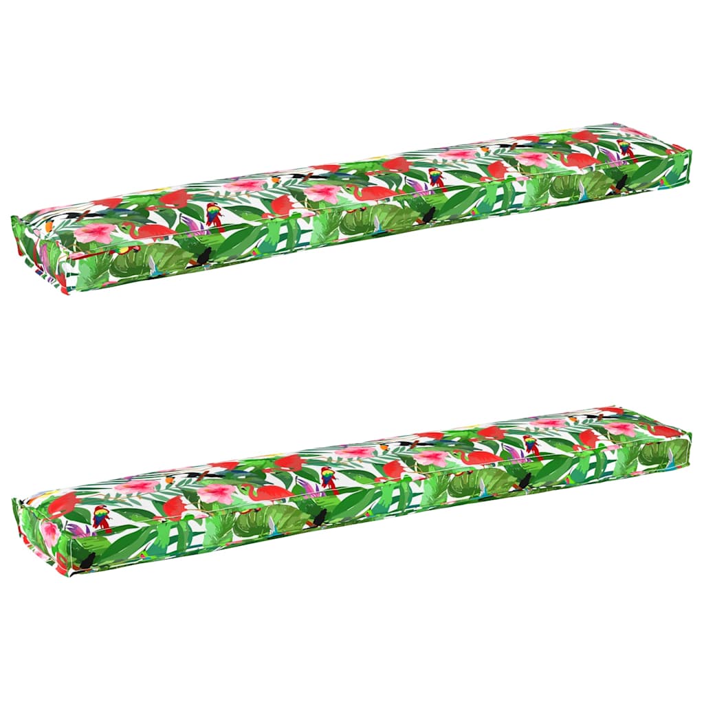 VidaXL set cuscini per pallet 2 pezzi giungla tropicale 200 x 40 x 8 cm