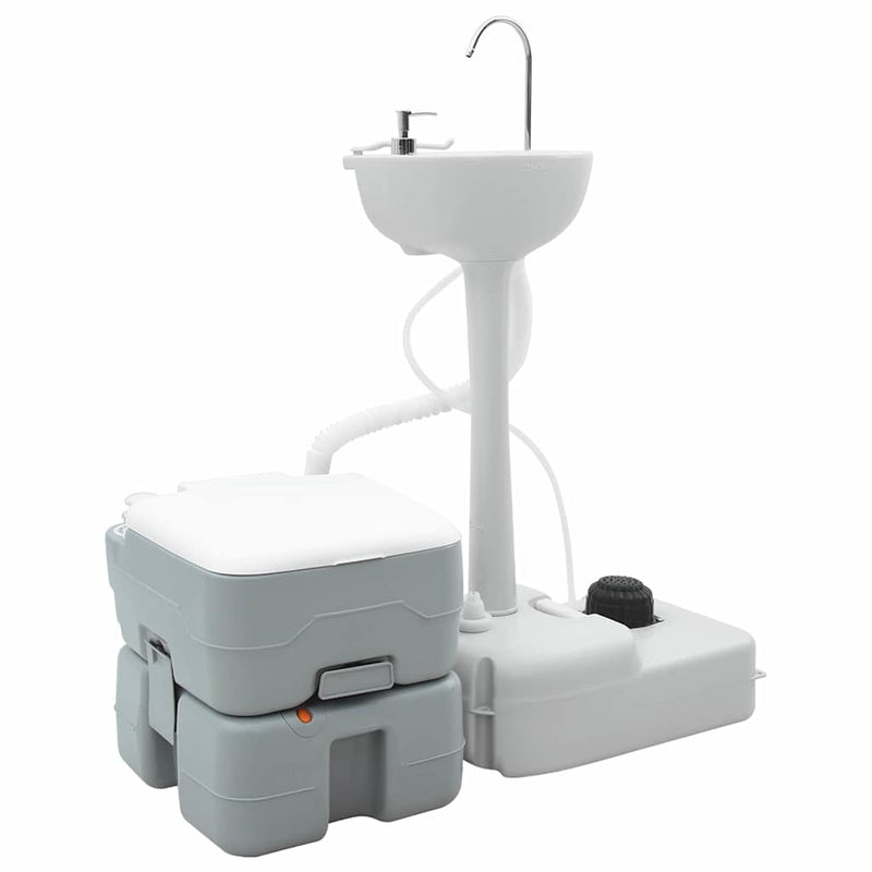 Set WC da campeggio VidaXL 2 pezzi grigio 50,5 x 33 x 103 cm