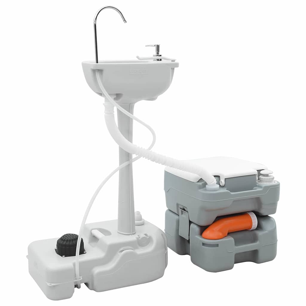 Vidaxl camping toilet set 2 pcs grijs 50,5 x 33 x 103 cm