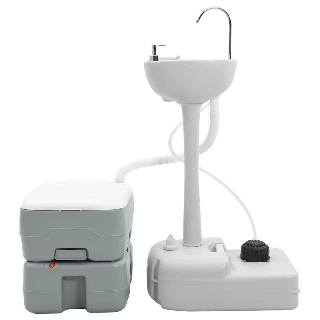 Vidaxl camping toilet set 2 pcs grijs 50,5 x 33 x 103 cm