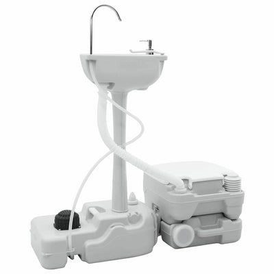 Vidaxl camping toilet set 2 pcs grijs en wit