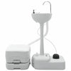 VidaXL set de aseo camping 2 piezas gris y blanco