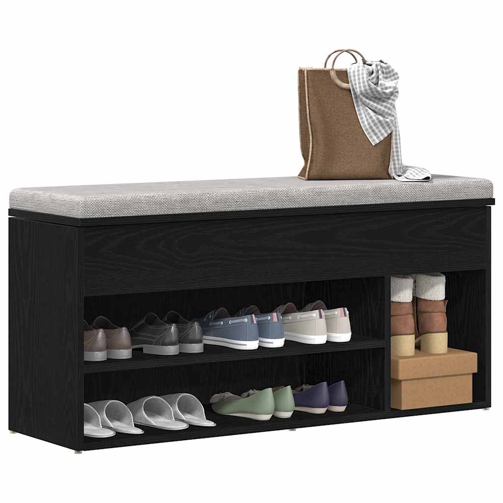 Panca per scarpe Vidaxx 102x30,5x45 cm in truciolare rovere nero