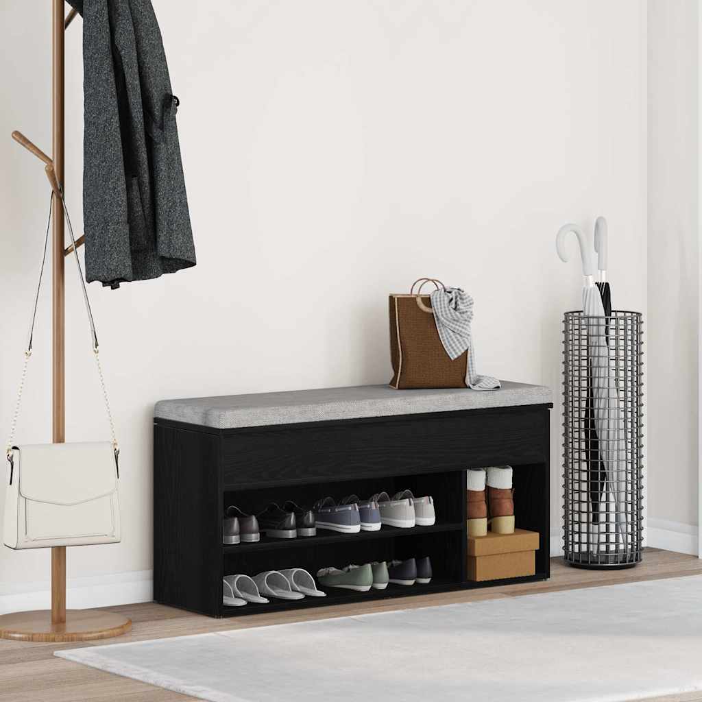 Panca per scarpe Vidaxx 102x30,5x45 cm in truciolare rovere nero