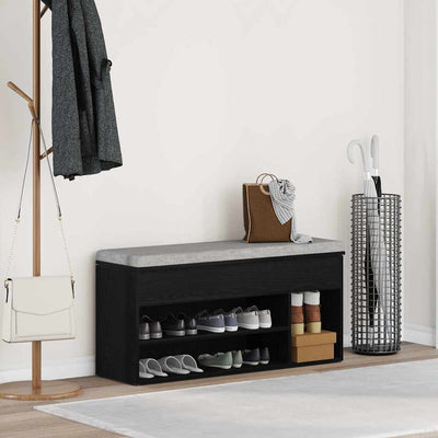 Vidaxl schoenenbank 102x30,5x45 cm spaanplaat zwart eikenkleurig
