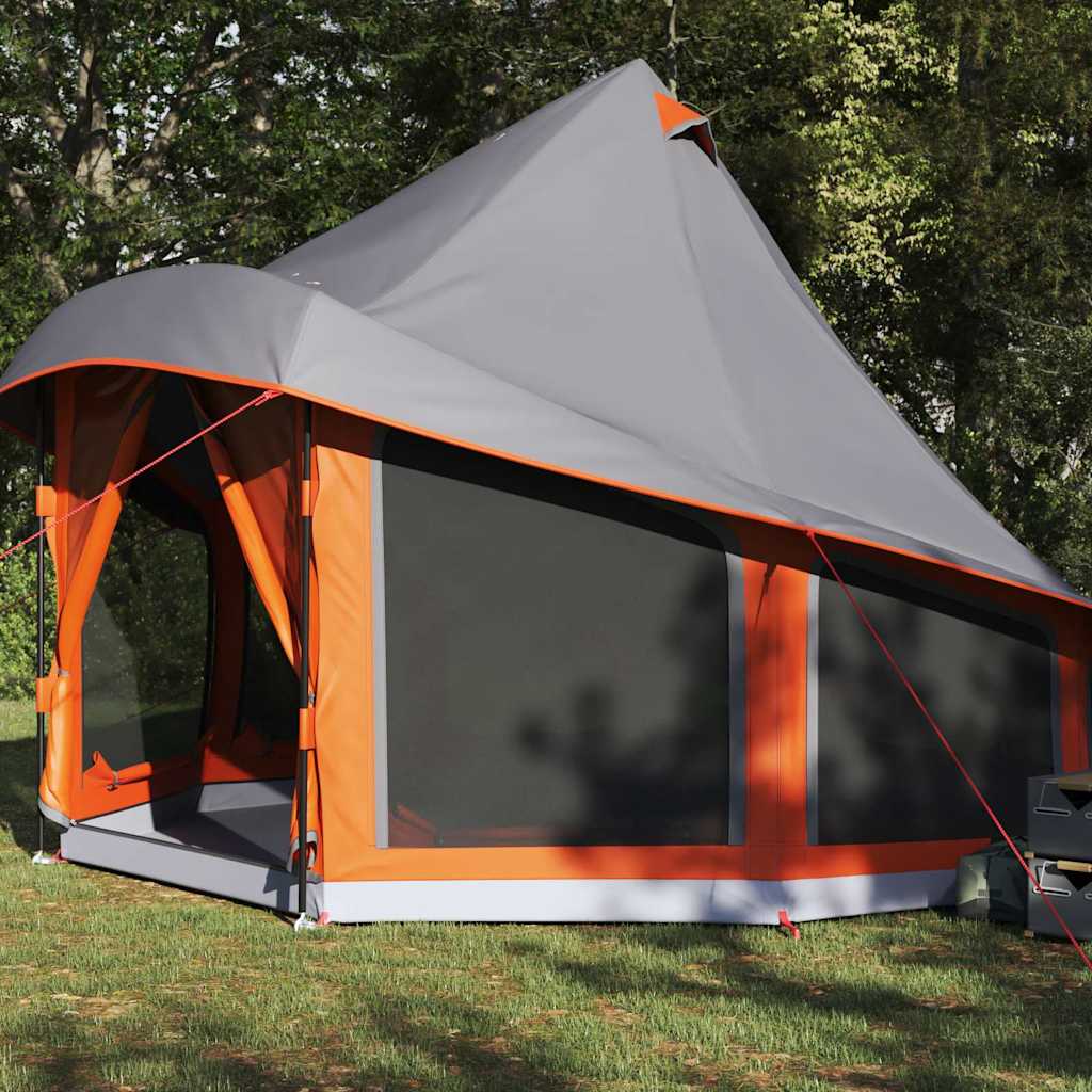 Tenda familiare Vidaxx Teepee grigio e arancione 404 x 370 x 270 cm