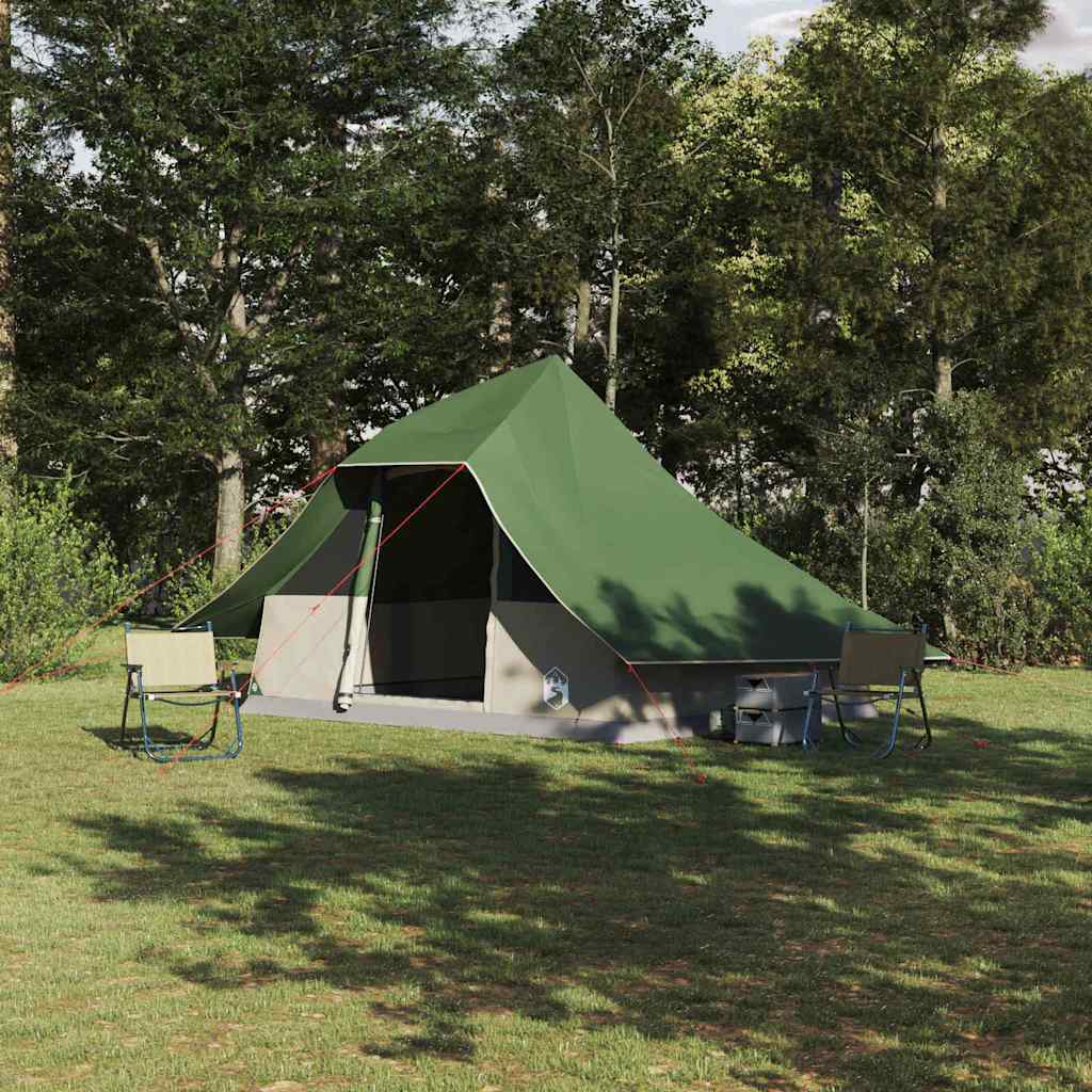 Tienda tipi Vidaxx con techo y almacenamiento verde 364 x 281 x 257 cm tafetán