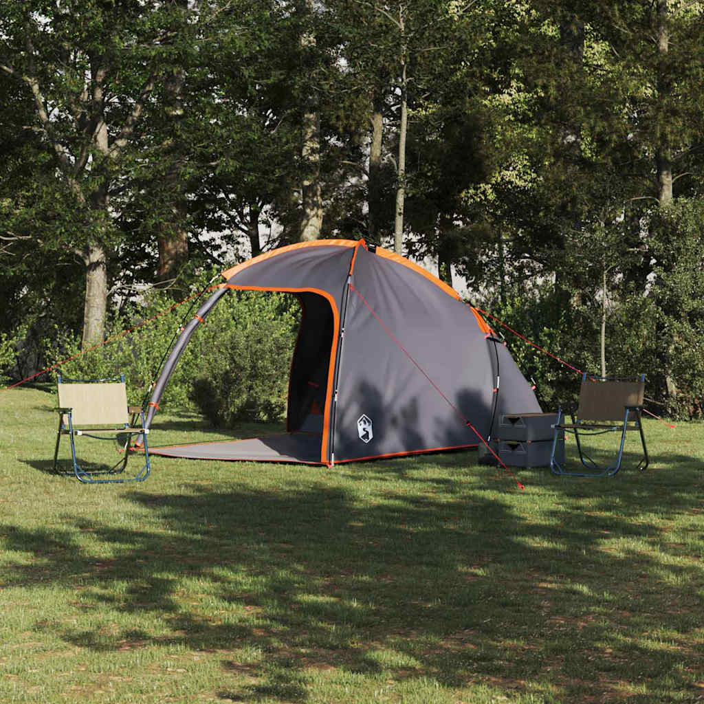 Tienda de campaña vidaxx gris y naranja 370 x 230 x 185 cm poliéster y fibra de vidrio