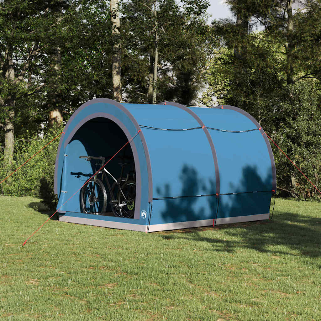 Tienda de campaña para bicicletas VidaXL con techo y almacenamiento azul 256 x 222 x 182 cm
