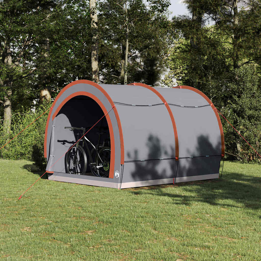 Tenda da bicicletta Vidaxxl con tetto con ripostiglio grigio e arancione 256 x 222 x 182 cm