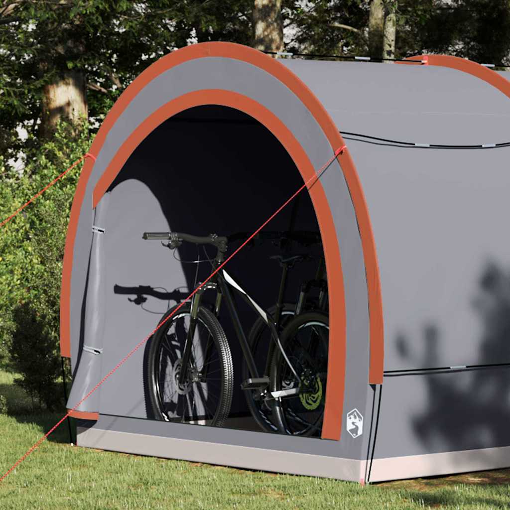 Tenda da bicicletta Vidaxxl con tetto con ripostiglio grigio e arancione 256 x 222 x 182 cm
