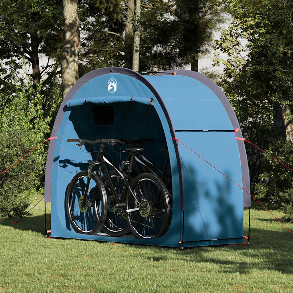 Tienda de campaña para bicicletas vidaxxl con techo y almacenamiento azul 210 x 90 x 174 cm