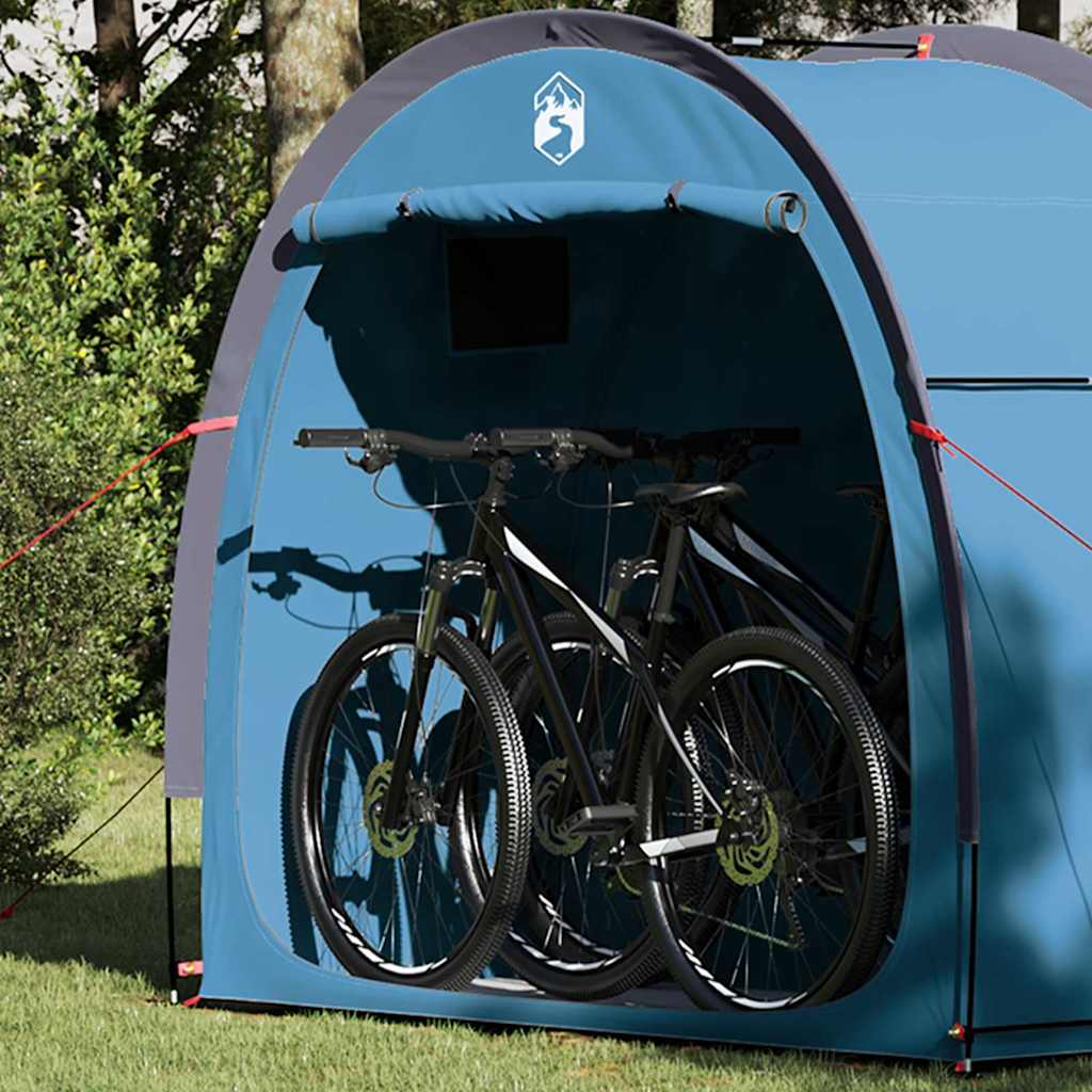 Tienda de campaña para bicicletas vidaxxl con techo y almacenamiento azul 210 x 90 x 174 cm