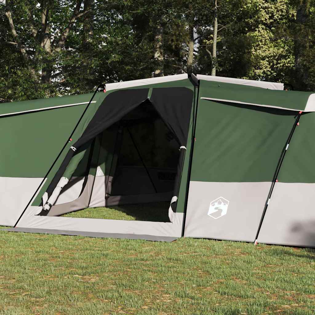 Tienda de campaña familiar vidaxx con techo y almacenamiento tafetán verde 833 x 585 x 216 cm