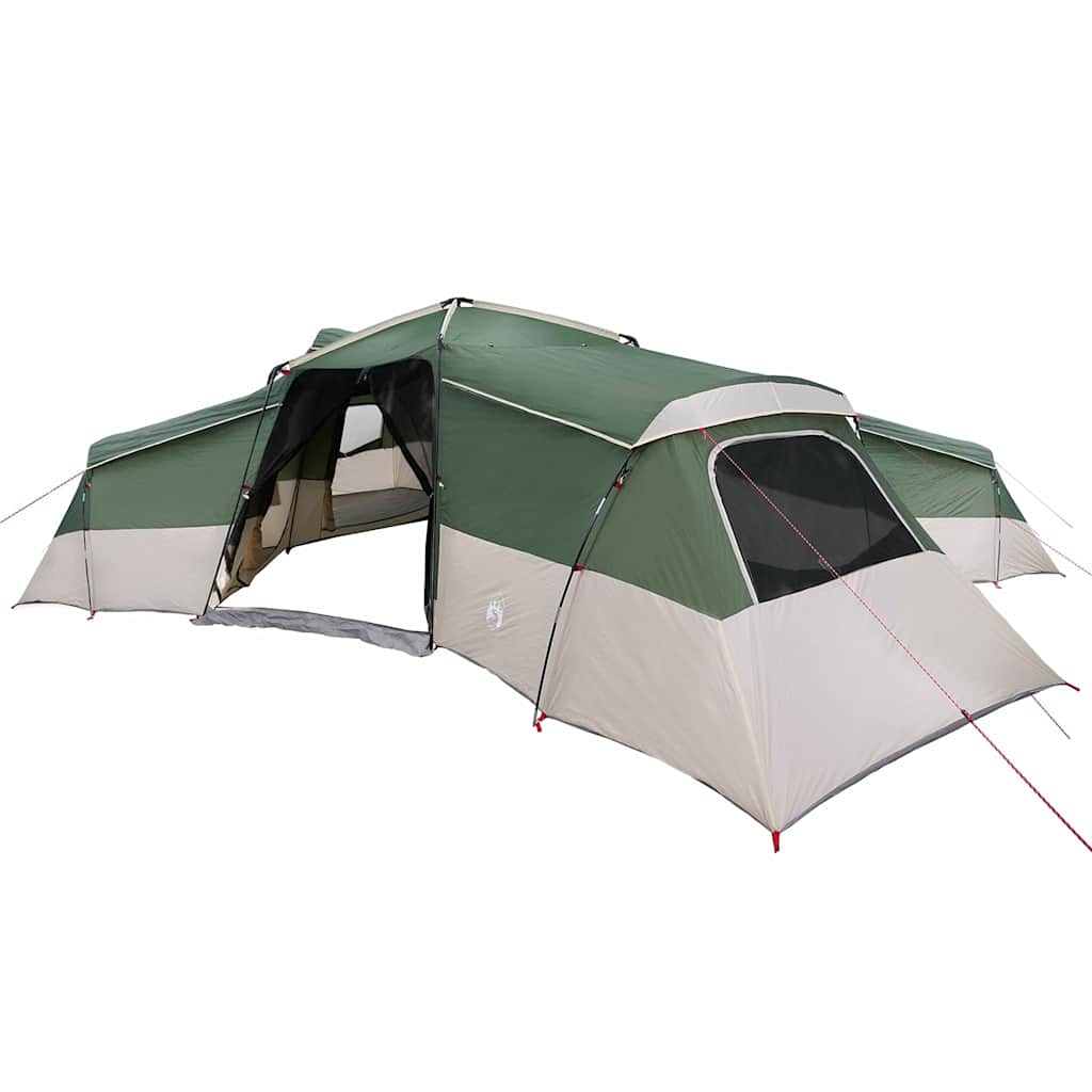 Tienda de campaña familiar vidaxx con techo y almacenamiento tafetán verde 833 x 585 x 216 cm