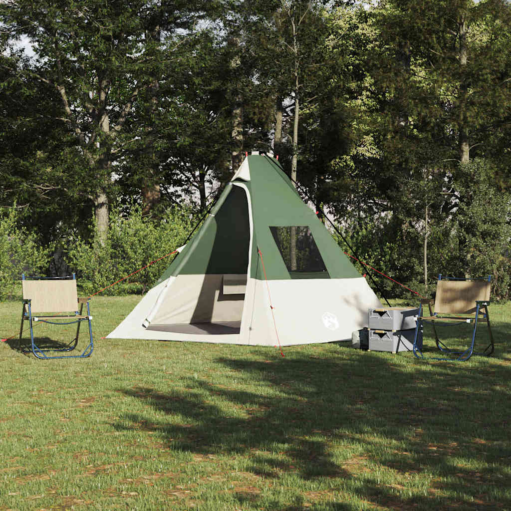Tienda tipi Vidaxx con techo y almacenamiento verde 383 x 338 x 217 cm tafetán