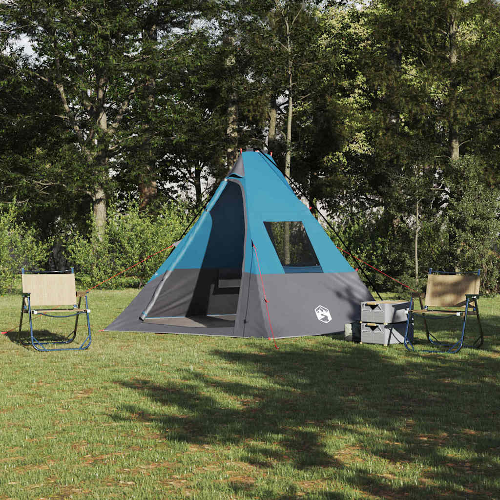 Tenda teepee Vidaxx con tetto e ripostiglio blu 383 x 338 x 217 cm taffetà