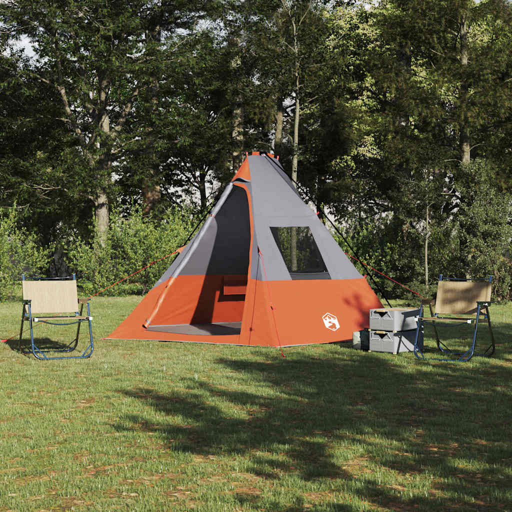 Tienda tipi vidaxx con techo tafetán gris y naranja 383 x 338 x 217 cm