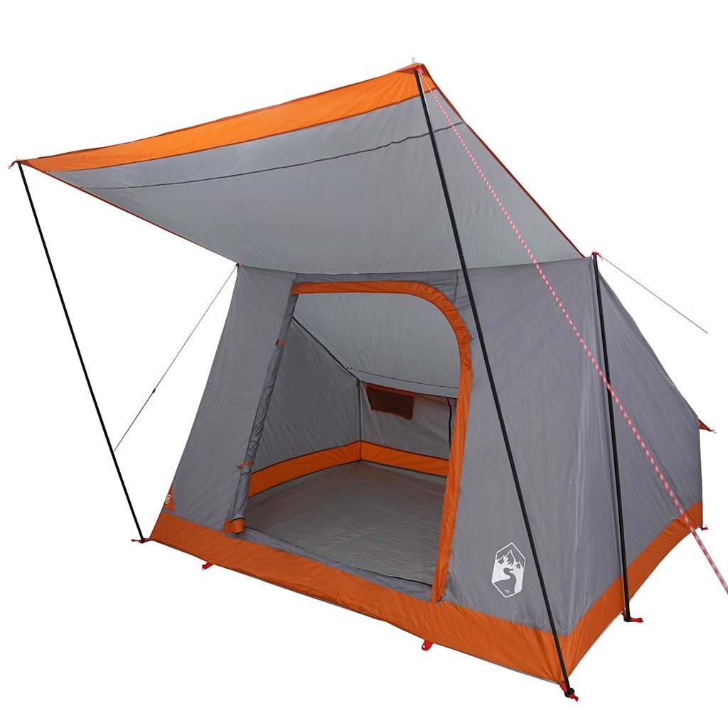 Vidaxl camping tent met dak grijs en oranje 223 x 163 x 130 cm taft
