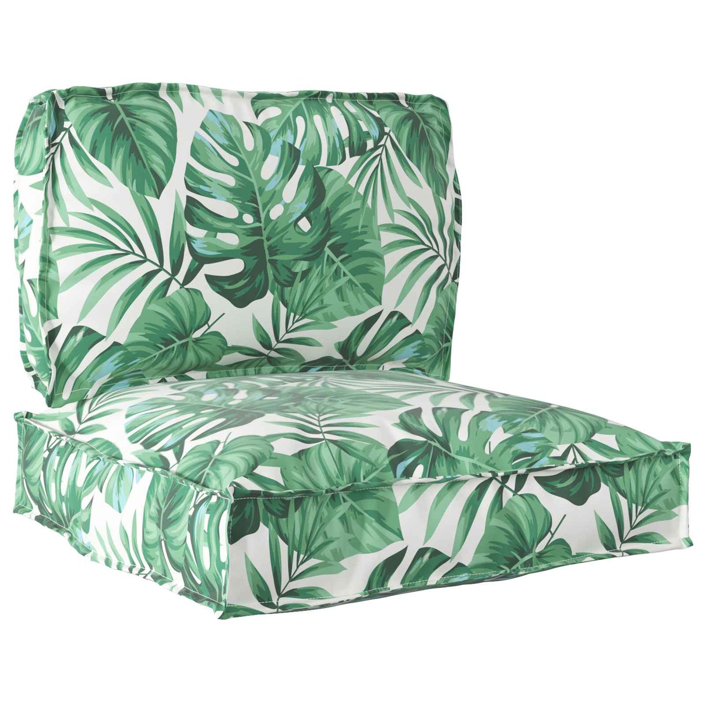 VidaXL juego de cojines para palé 2 piezas estampado de hojas verdes 100 x 40 x 8 cm