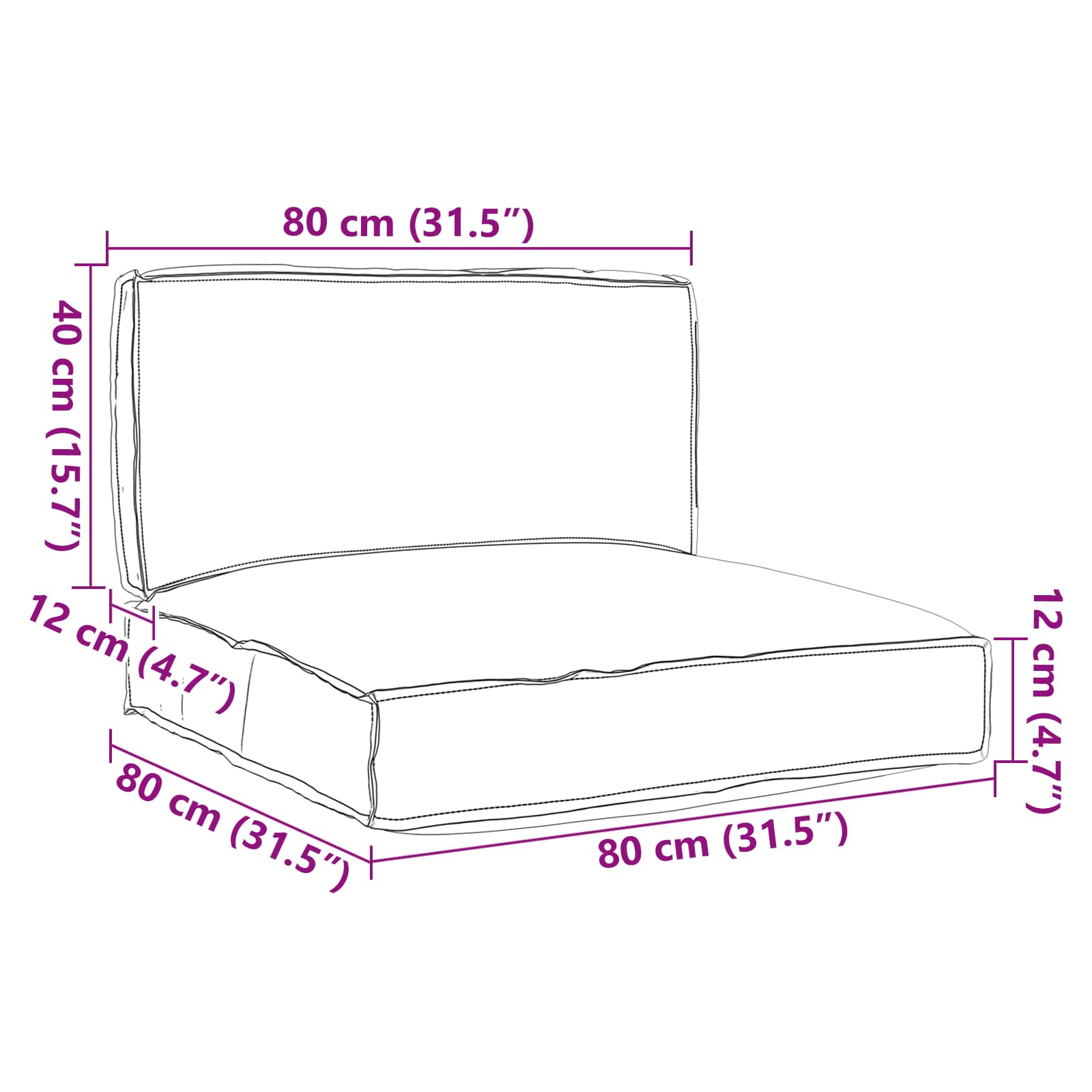 Juego cojines palet VidaXL 2uds tela oxford gris