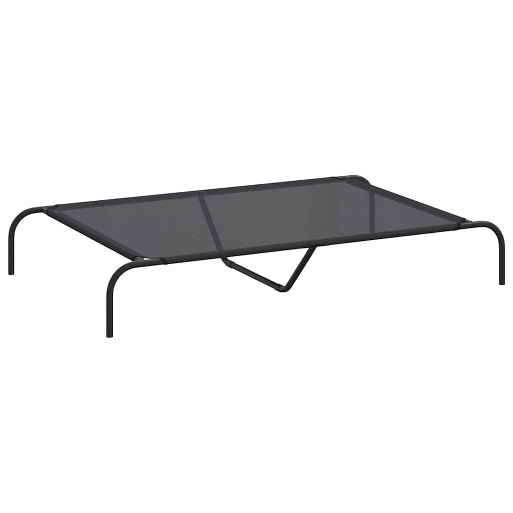 Cuccia per cani Vidaxx rialzata 130x80x20 cm tessuto e acciaio nero