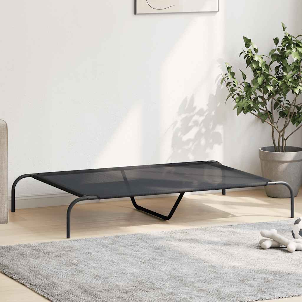 Cuccia per cani Vidaxx rialzata 130x80x20 cm tessuto e acciaio nero