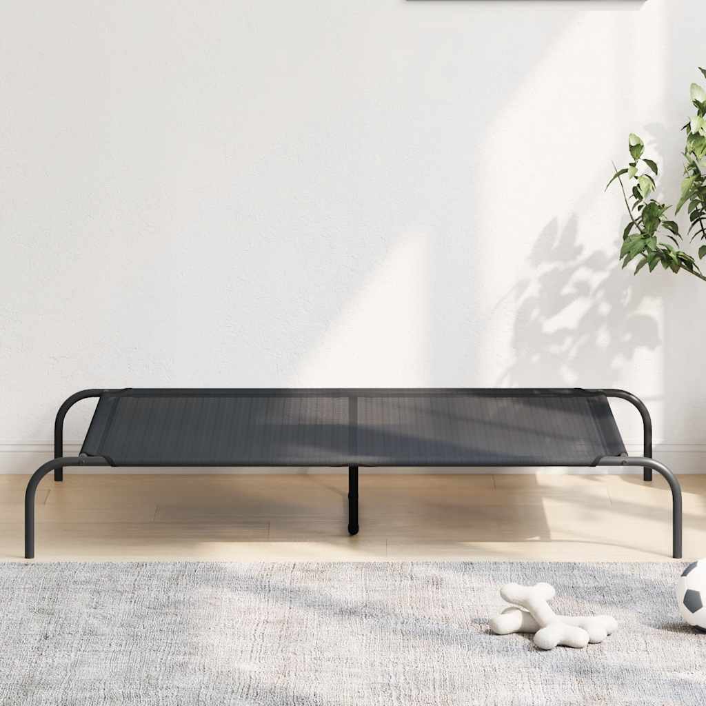 Cuccia per cani Vidaxx rialzata 130x80x20 cm tessuto e acciaio nero