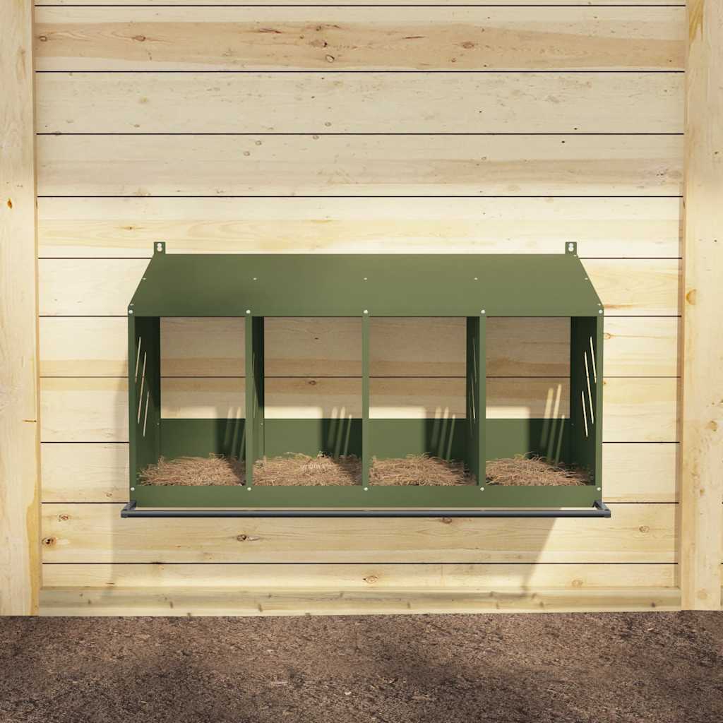 Nido per galline VidaXL con 4 scomparti in metallo verde oliva