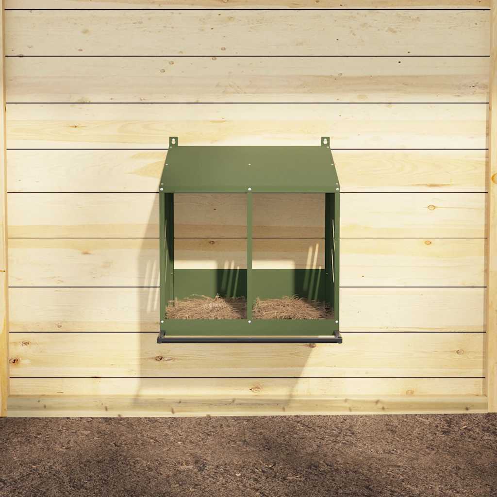 Nido per galline VidaXL con 2 scomparti in metallo verde oliva